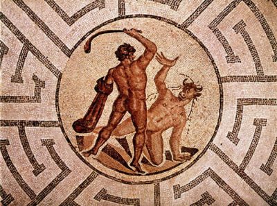 Минотавр и Тесей мозаика